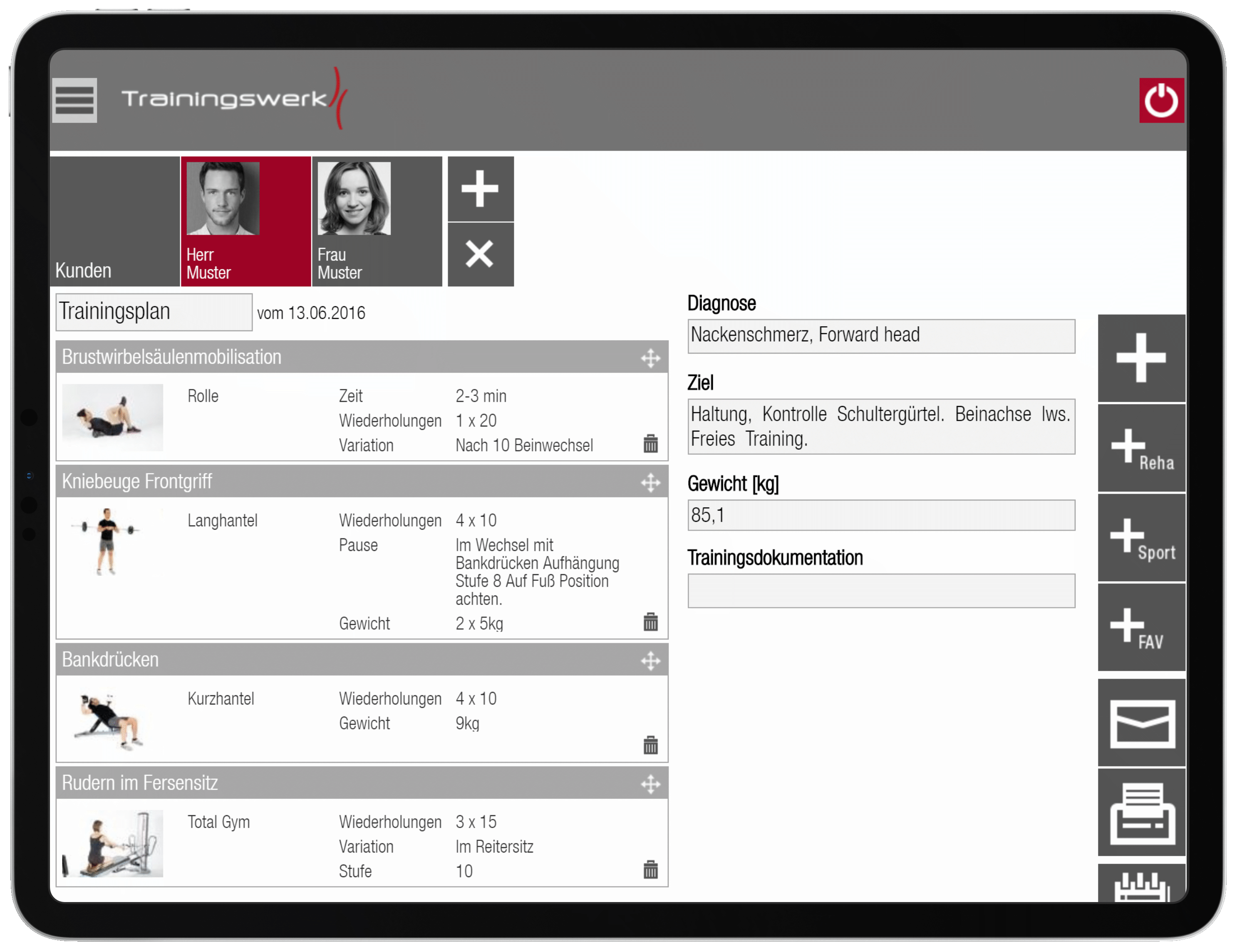 Trainingswerk App Trainingsplan